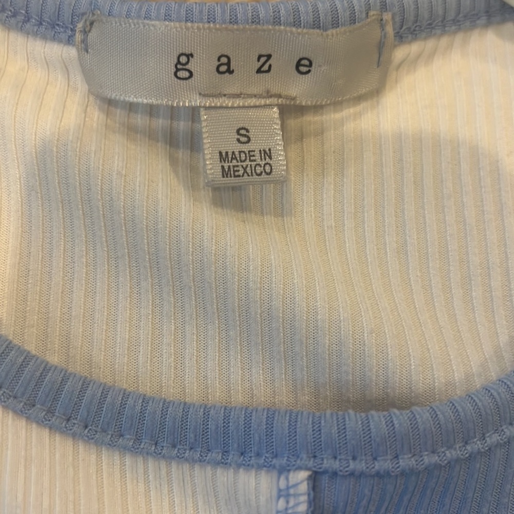 Blue And White Ribbed Tank Size: Small - Picture 2 of 3